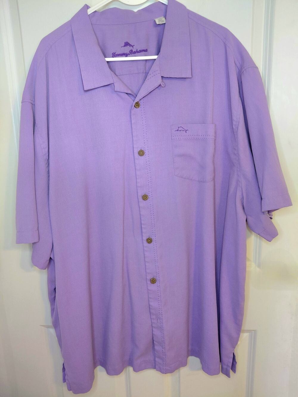 Tommy Bahama Royal Bermuda IslandZone Camp Silk Shirt Purple Hawaiian Men's 3XL